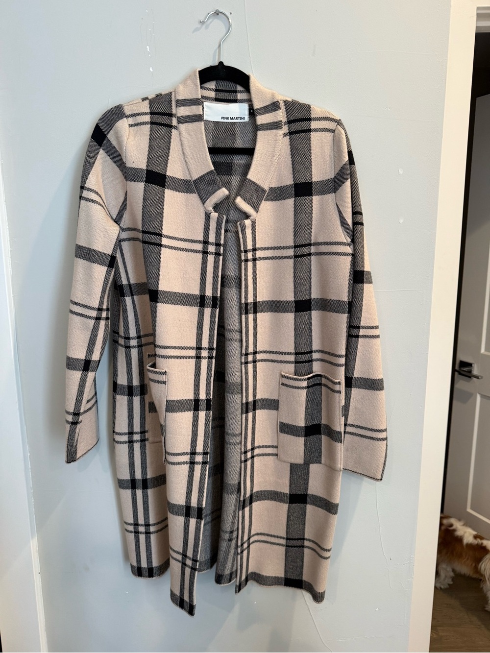 Pink Martini Plaid Cardigan - Pale Pink and Black Shacket